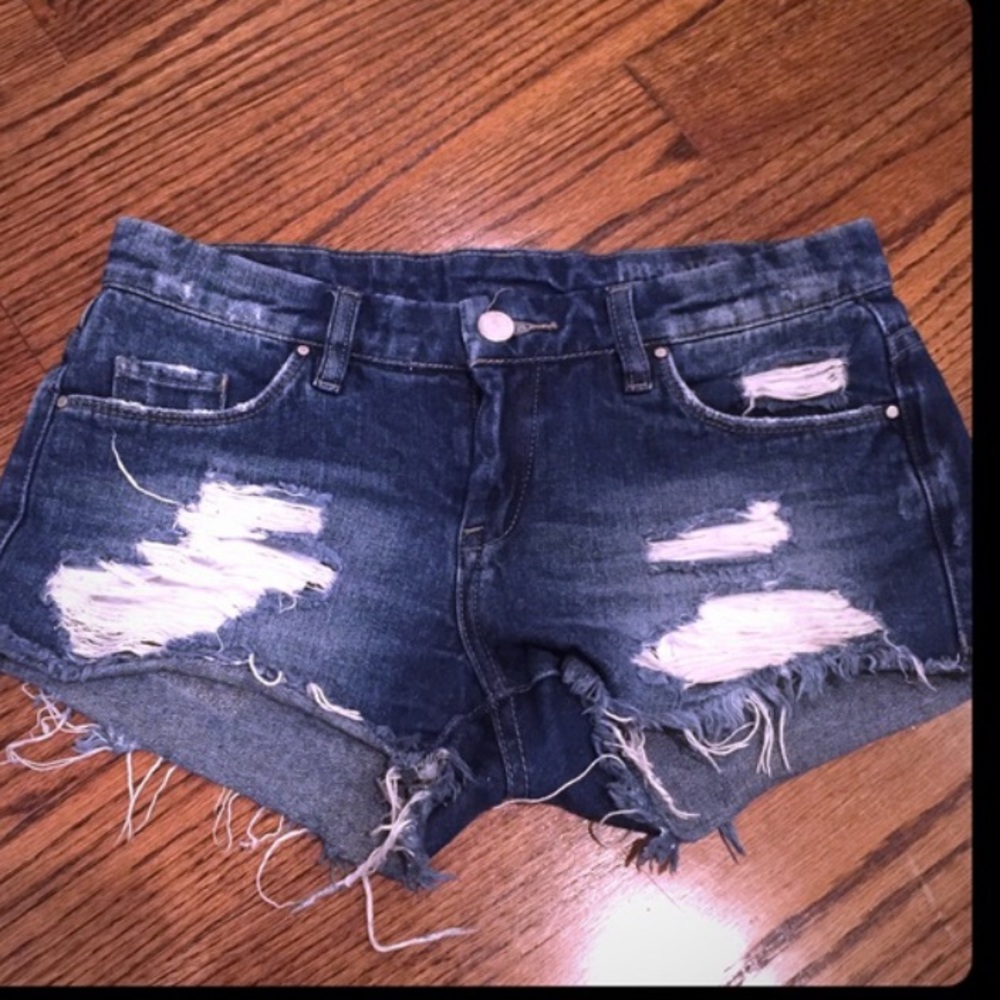 Ripped blank jean shorts
